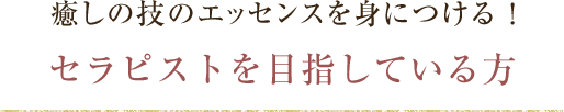 癒しの技のエッセンスを身につける！セラピストを目指している方